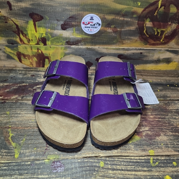 Birkenstock New w/o Box Arizona Plum Purple Birko Flor Patent Regular Size‎ 9 - Picture 2 of 9